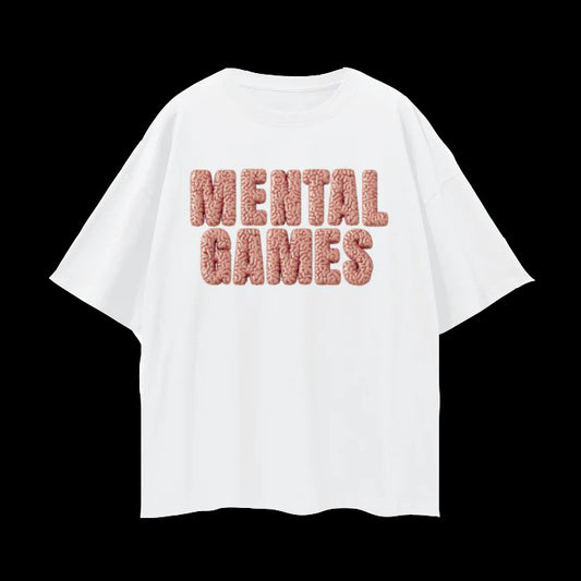 "Mental Games" Oversize White Tee