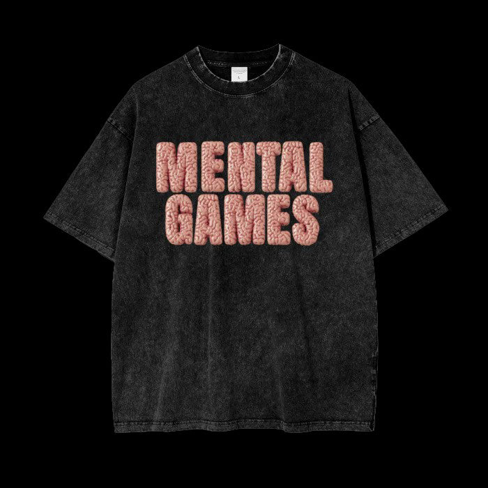 "Mental Games" Acid Wash Blk Shirt